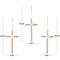 Light Brown Wood Carved Beaded Crosses Biblical Wall Decor with Rope Hanger Set of 3 7", 19"